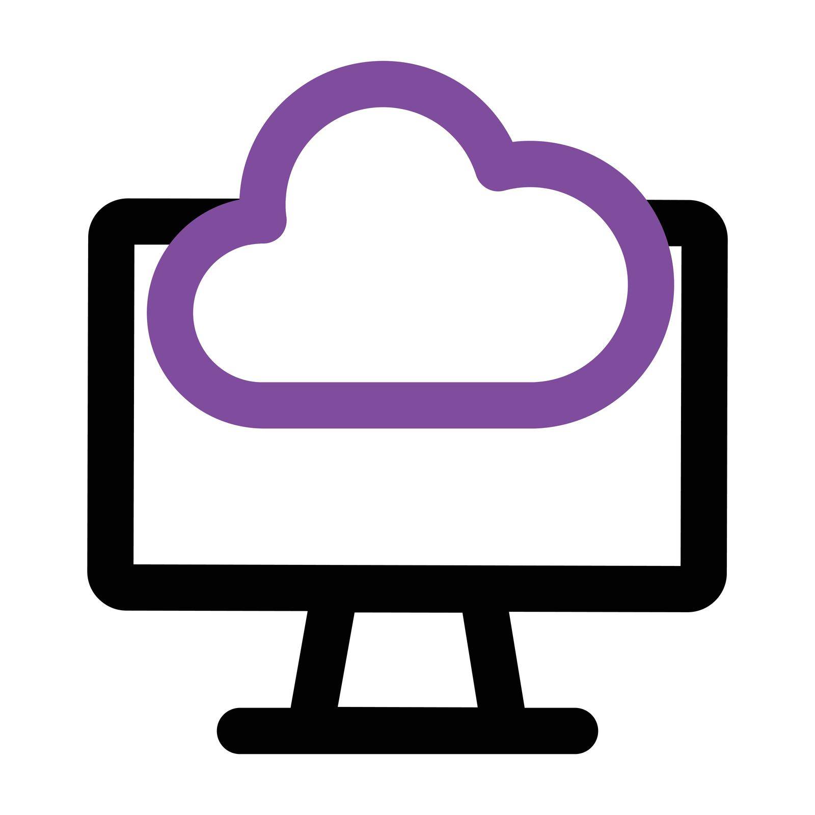 computer icon. computer with cloud. outline vector icon. can use for, icon design element,ui, web, mobile app.