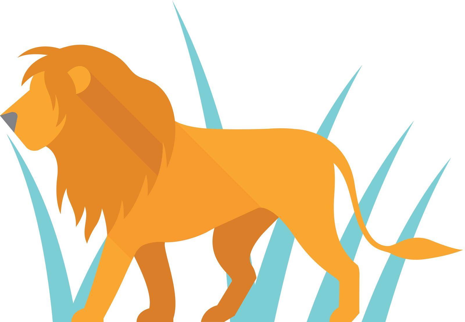 Lion icon in flat color style. Silhouette logo mammal carnivore jungle zoo safari