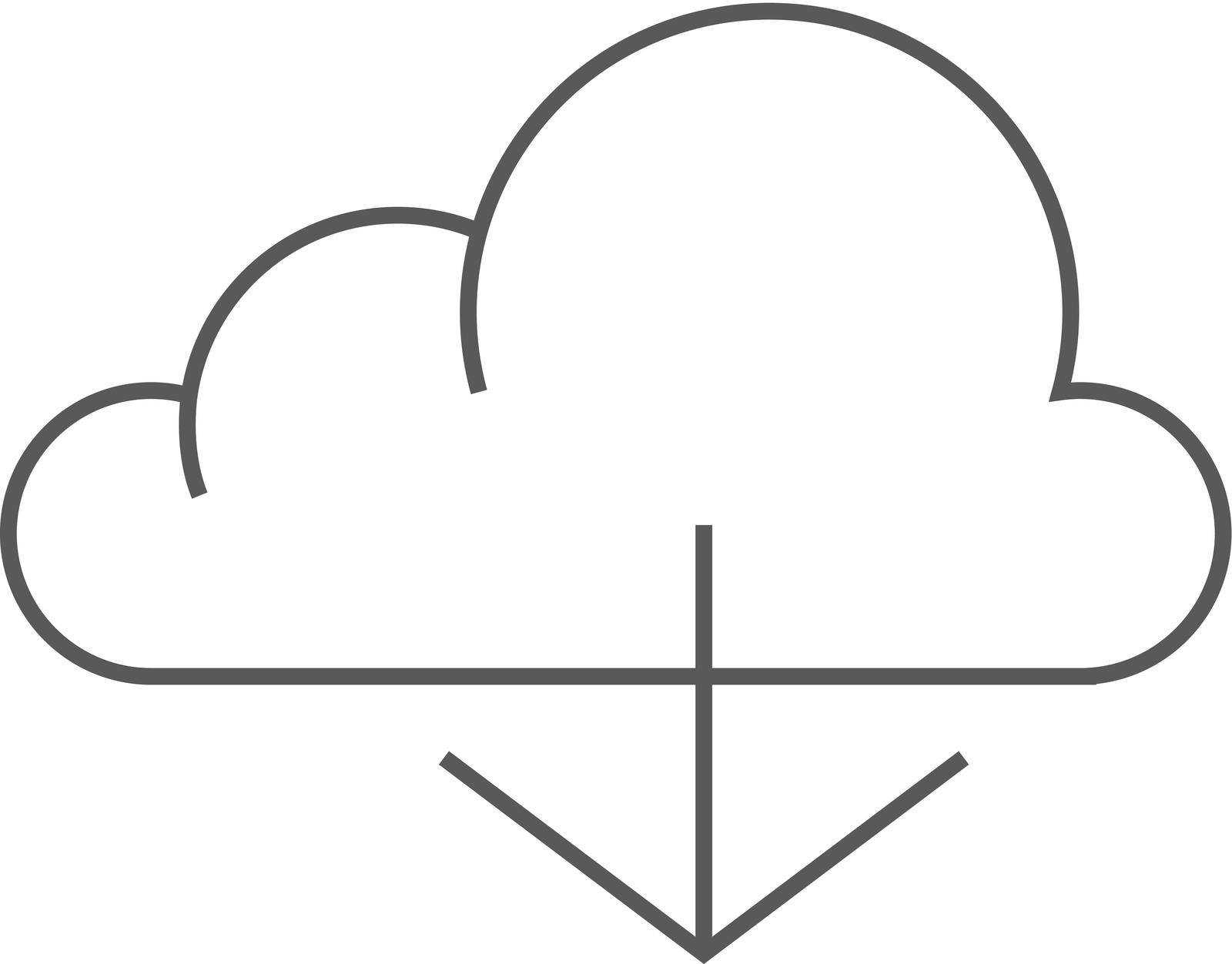 Cloud download icon in thin outline style.