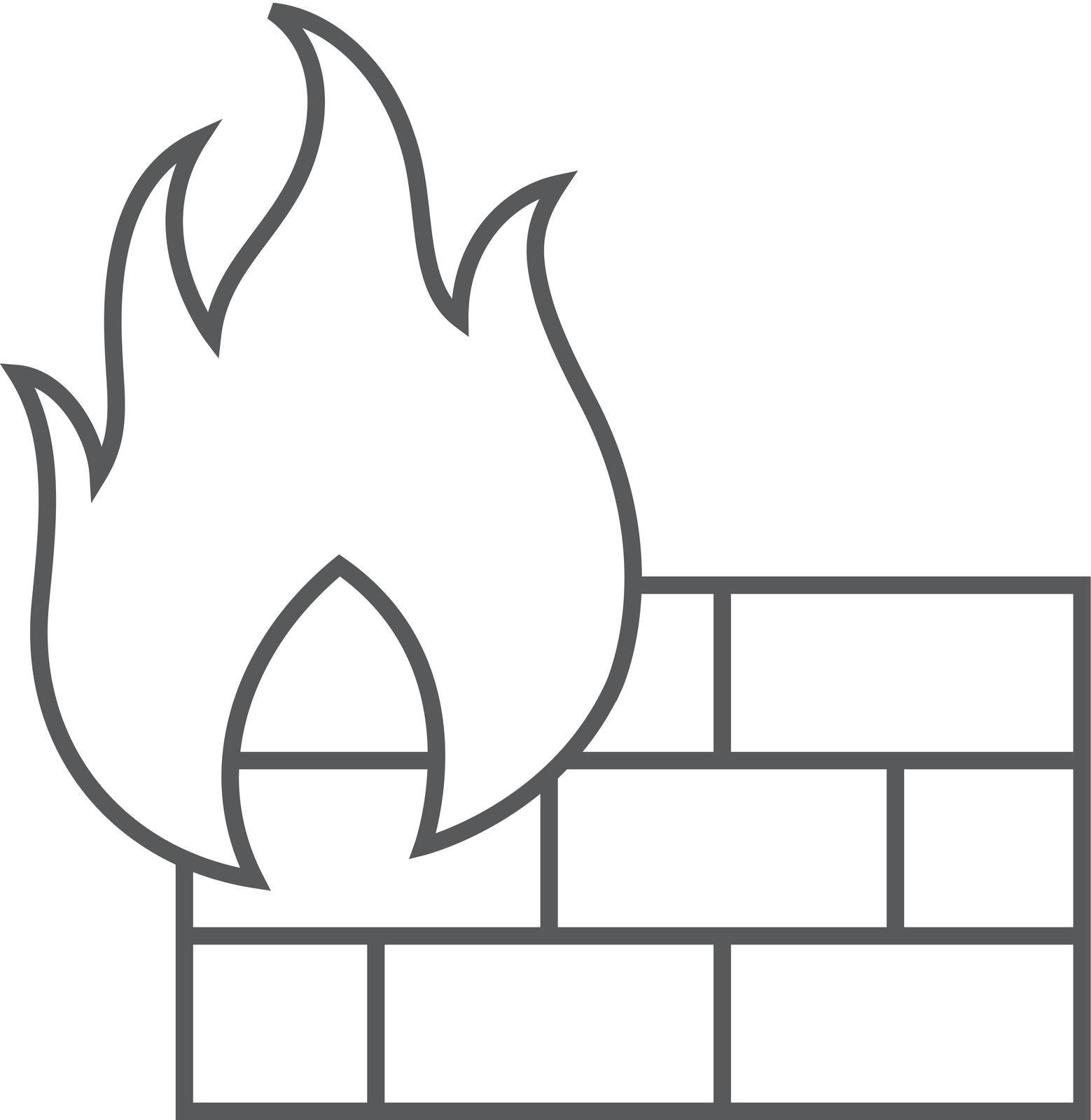 Firewall icon in thin outline style. Computer network, internet protection, antivirus 