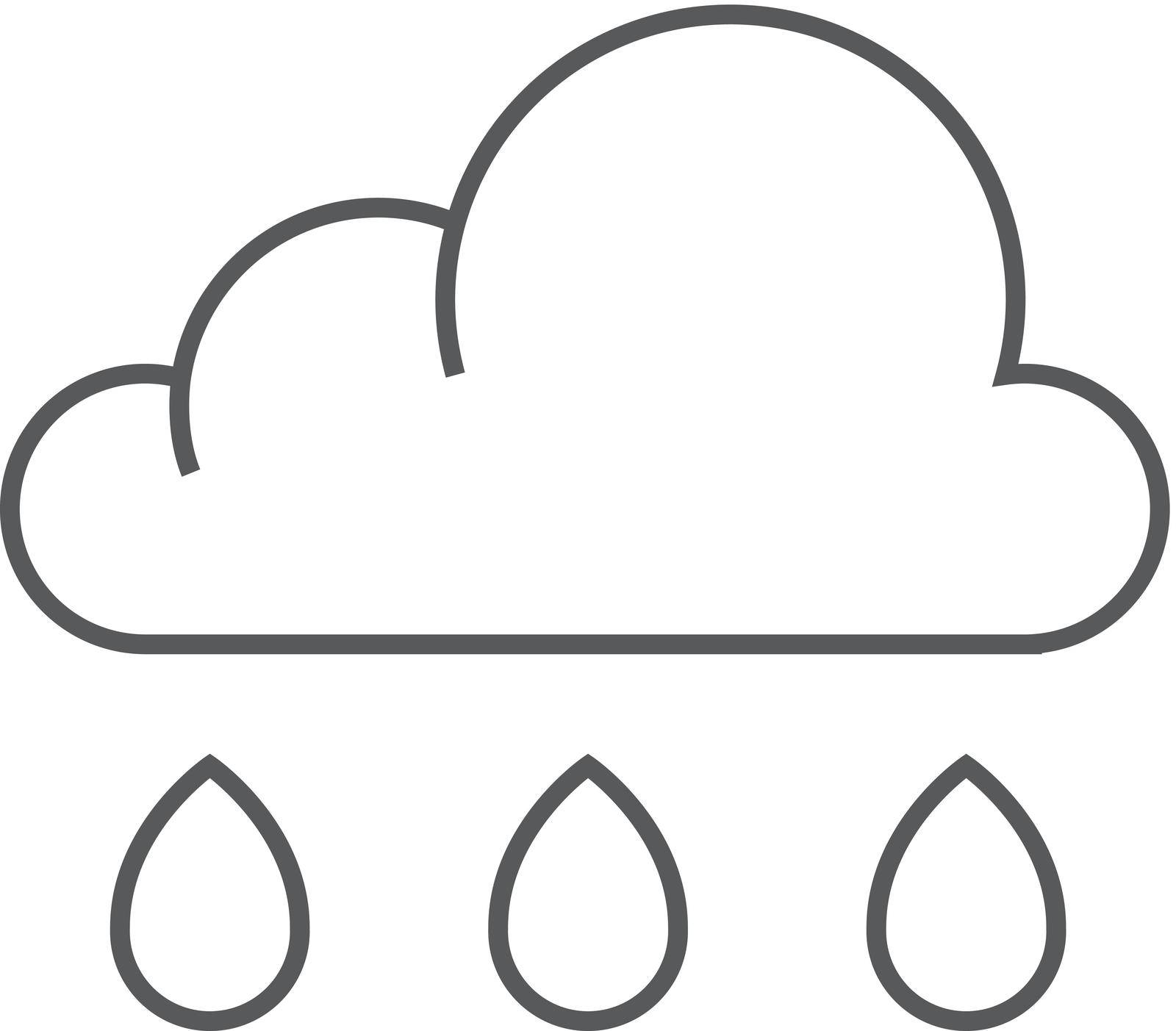 Rainy icon in thin outline style. Season forecast monsoon wet meteorology