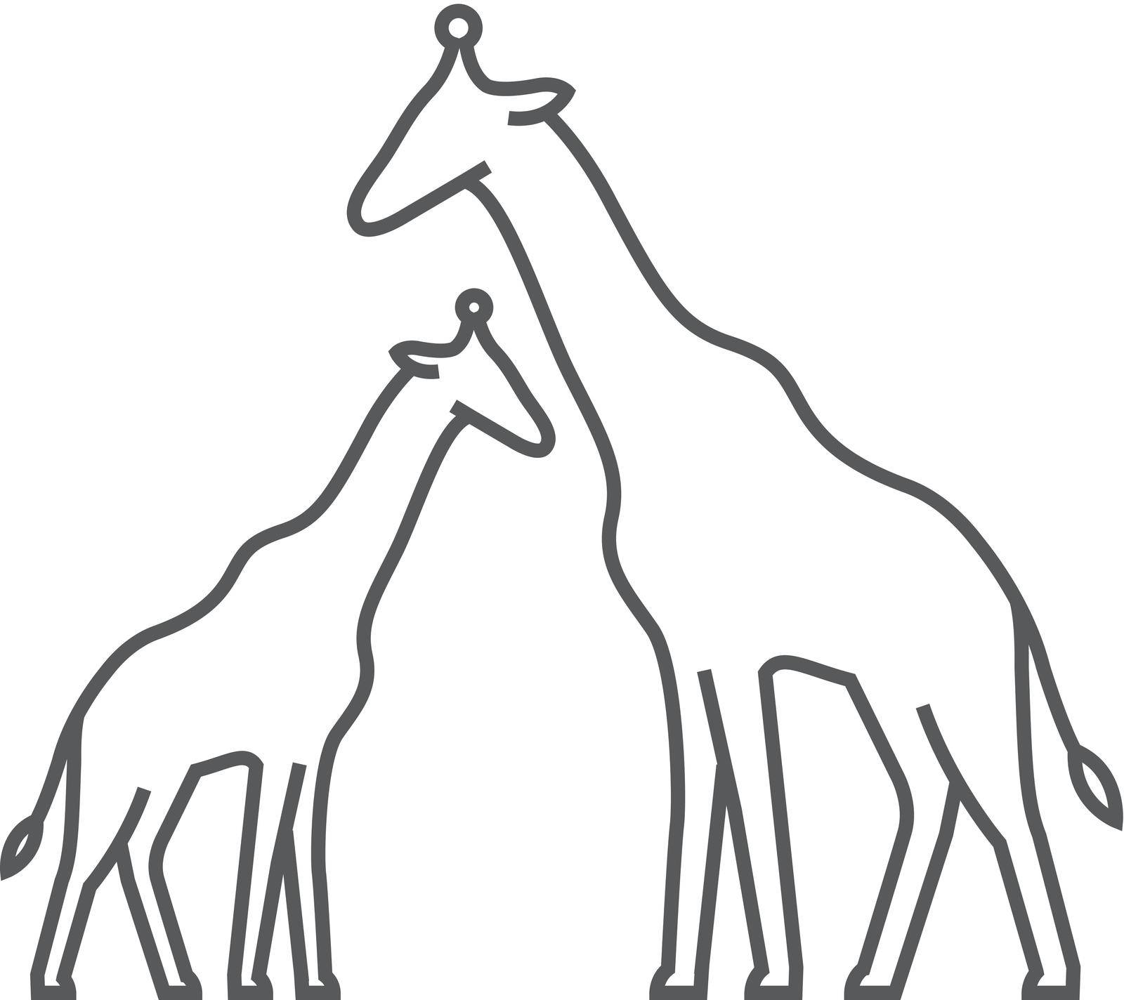 Giraffe icon in thin outline style. Animal mammal herbivore Africa savanna tall