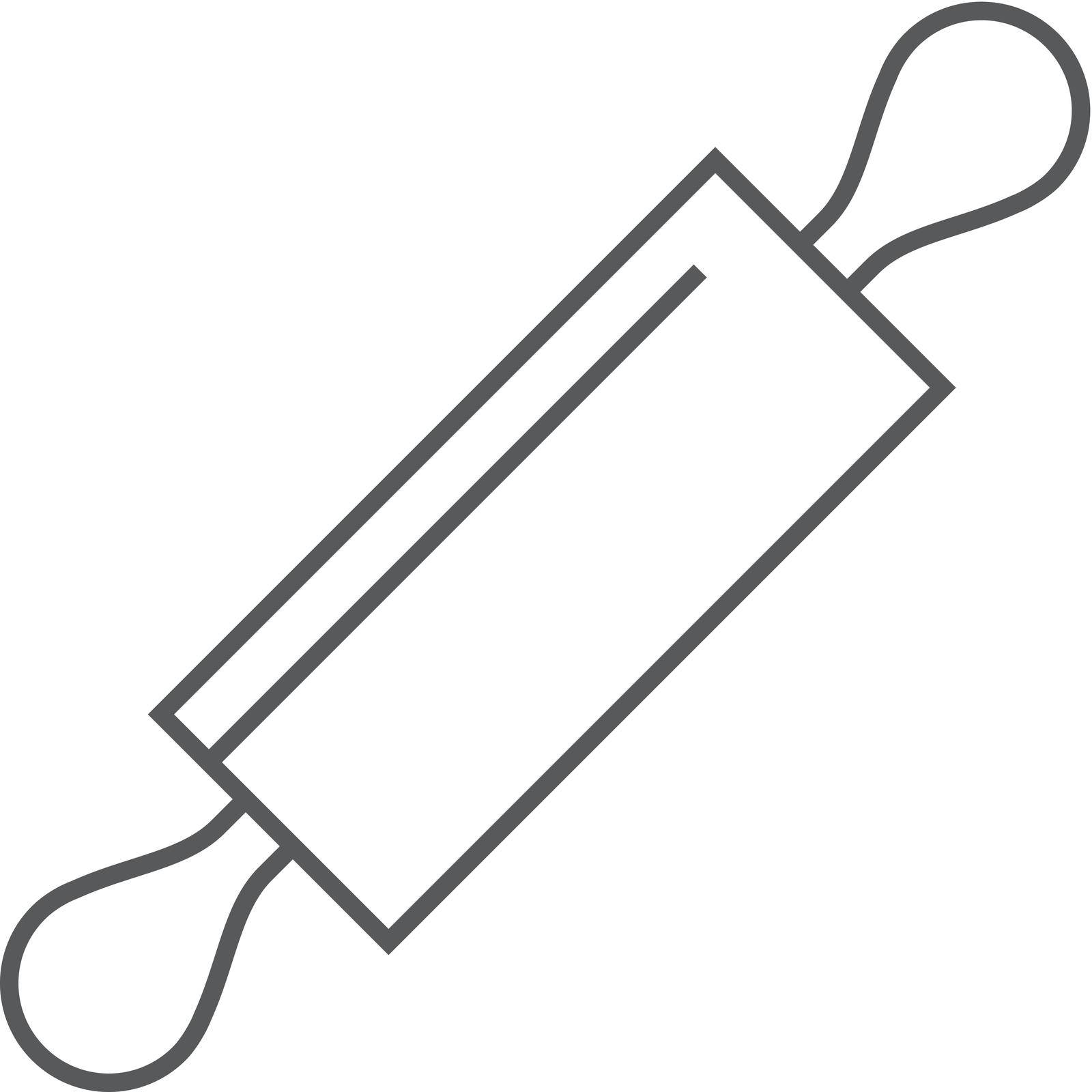 Wooden roller icon in thin outline style. Baking food cake bakery gourmet