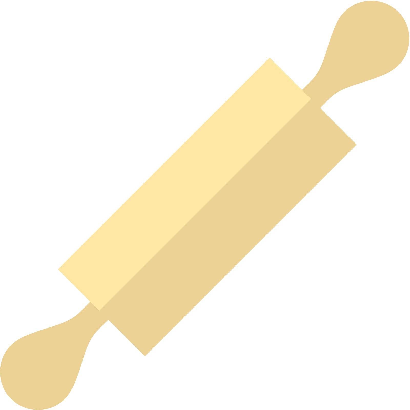 Wooden roller icon in flat color style. Baking food cake bakery gourmet