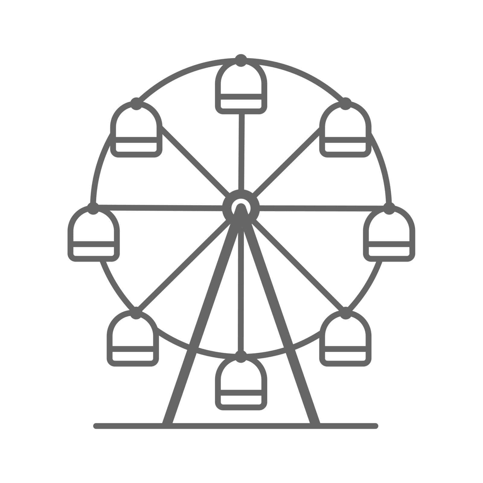 Ferris wheel icon in an amusement park. Vector illustration by Grommik