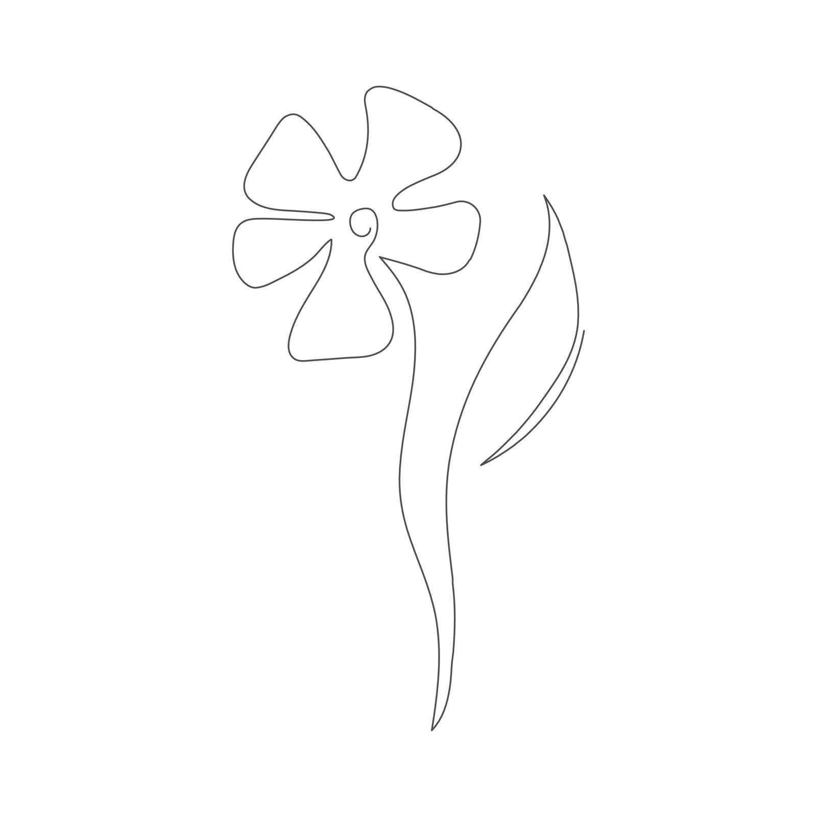 flower from a continuous line. Vector illustration for logo, sticker, brand, scrapbooking and creative design. Flat Style