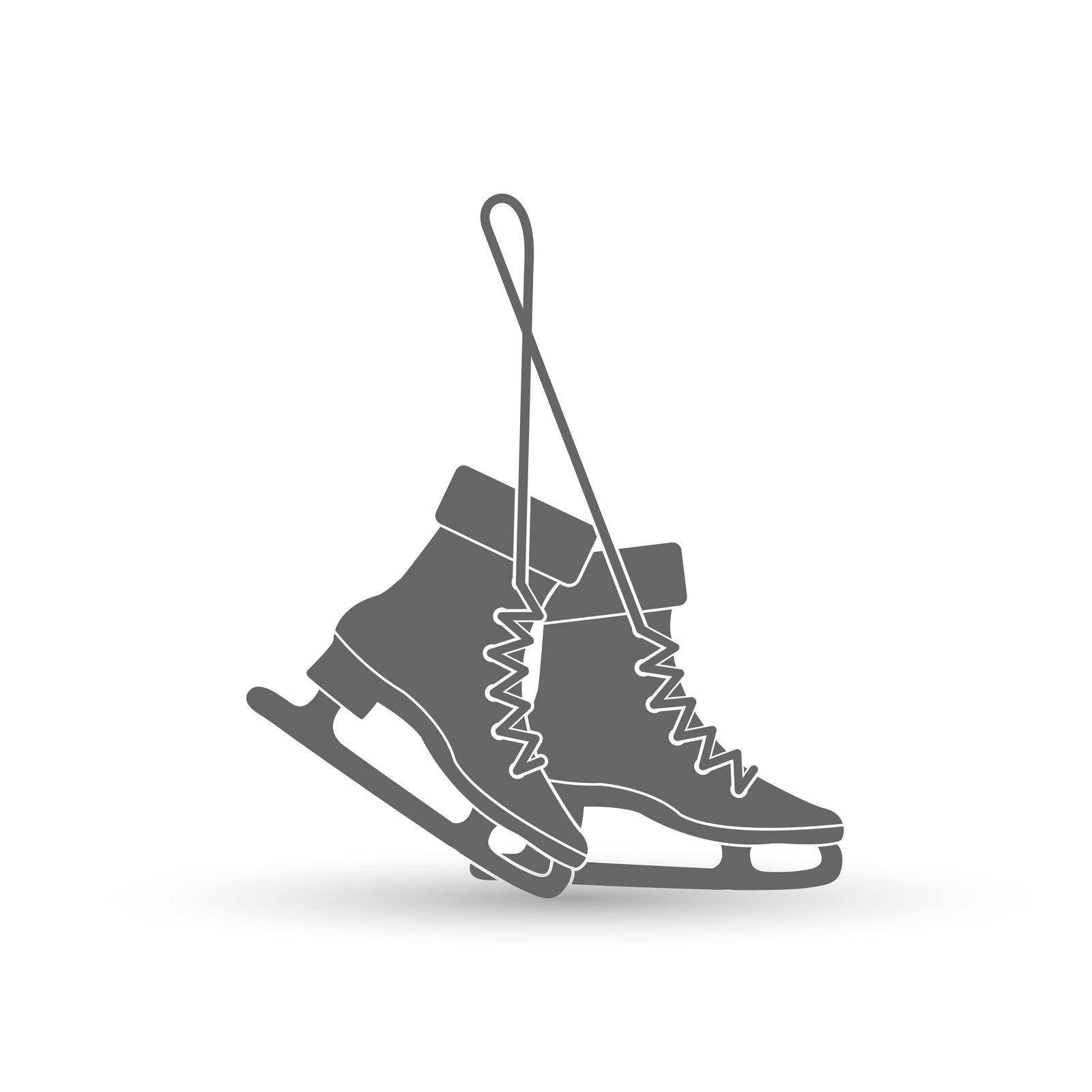 Figure skating skates. Silhouette of sports equipment. Flat style.