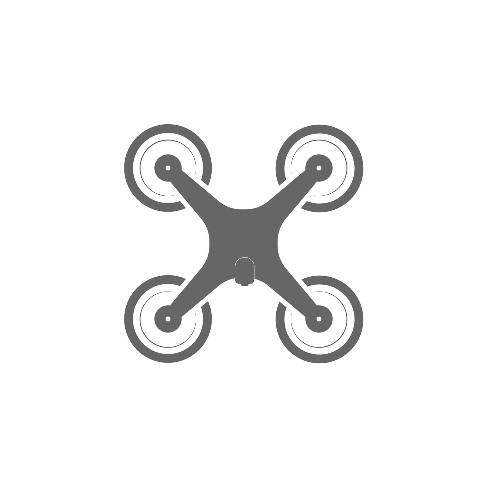 Quadrocopter icon with camera. Flat style, isolated on a white background.