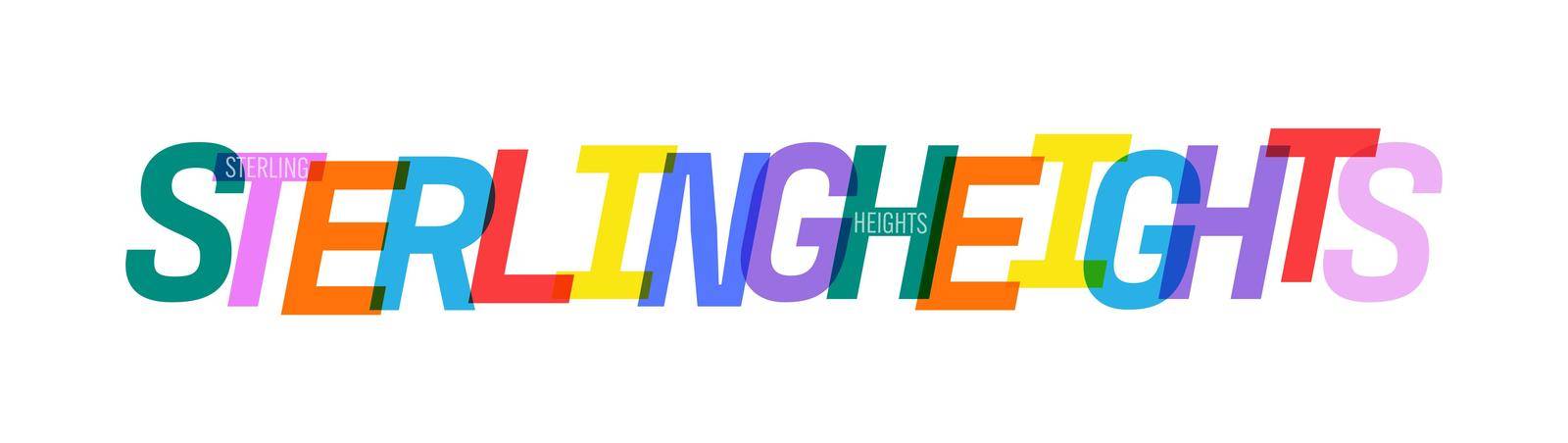 STERLING HEIGHTS. The name of the city on a white background. Vector design template for poster, postcard, banner. Vector illustration.