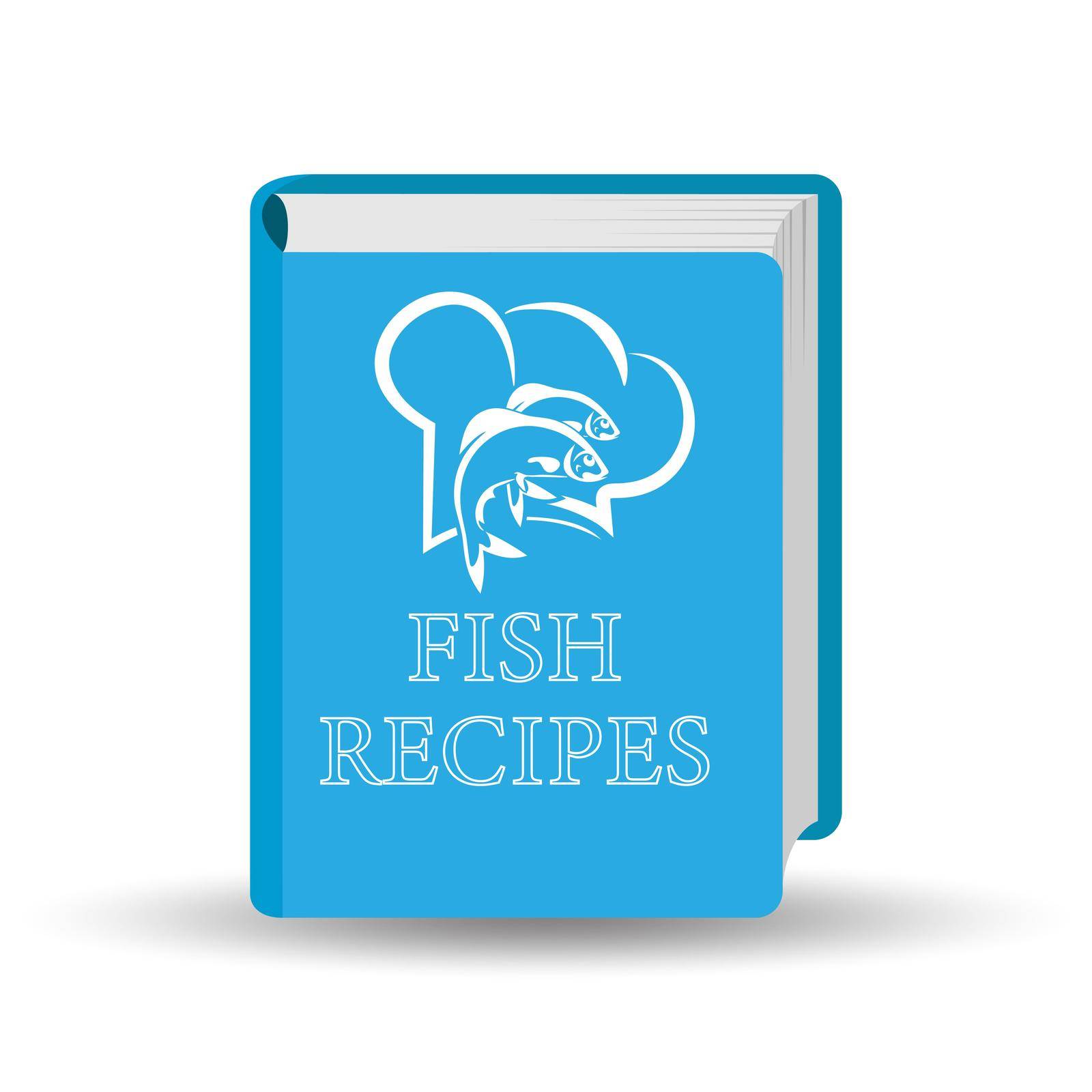 Books with fish recipes. Vector illustration, for websites, apps, and creative design. Flat Style