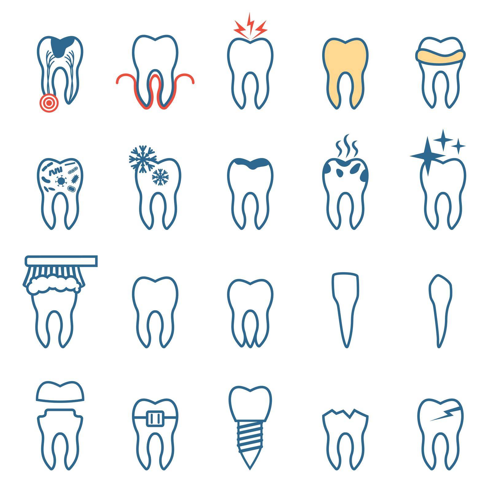 tooth  disease, vector dentist set , teeth icons