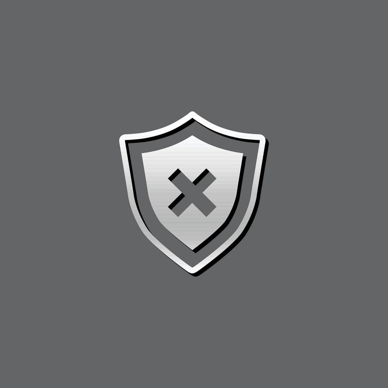 Shield icon in metallic grey color style. Protection computer antivirus