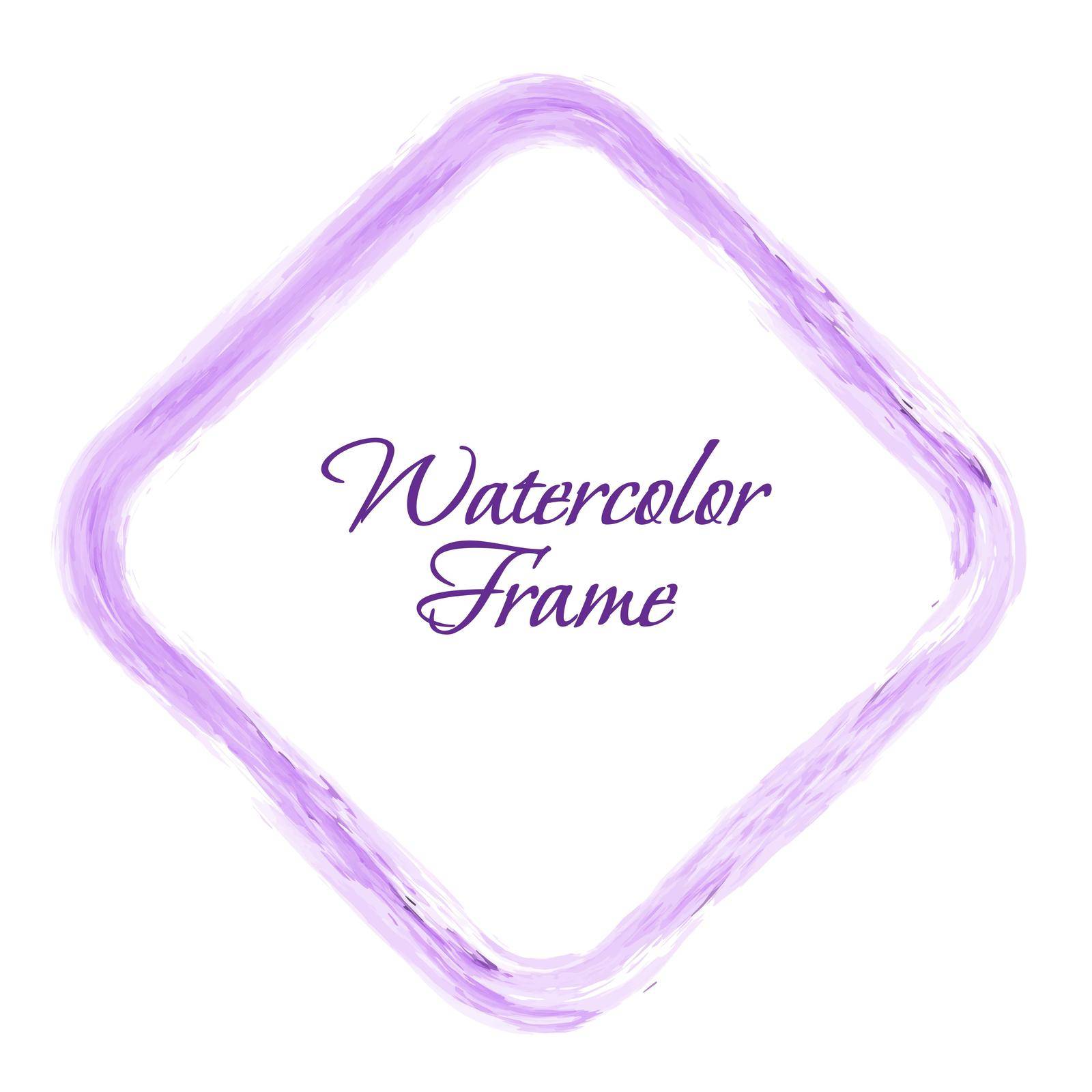 Square purple watercolor frame for postcards, banners, posters and creative design. Vector illustration.