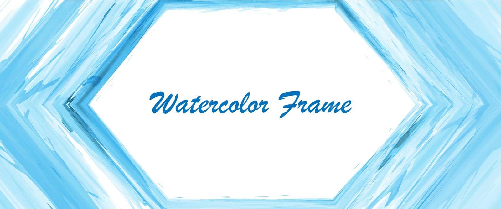 Blue watercolor background with a hexagonal frame in the center for postcards, banners, posters and creative design. Vector illustration.