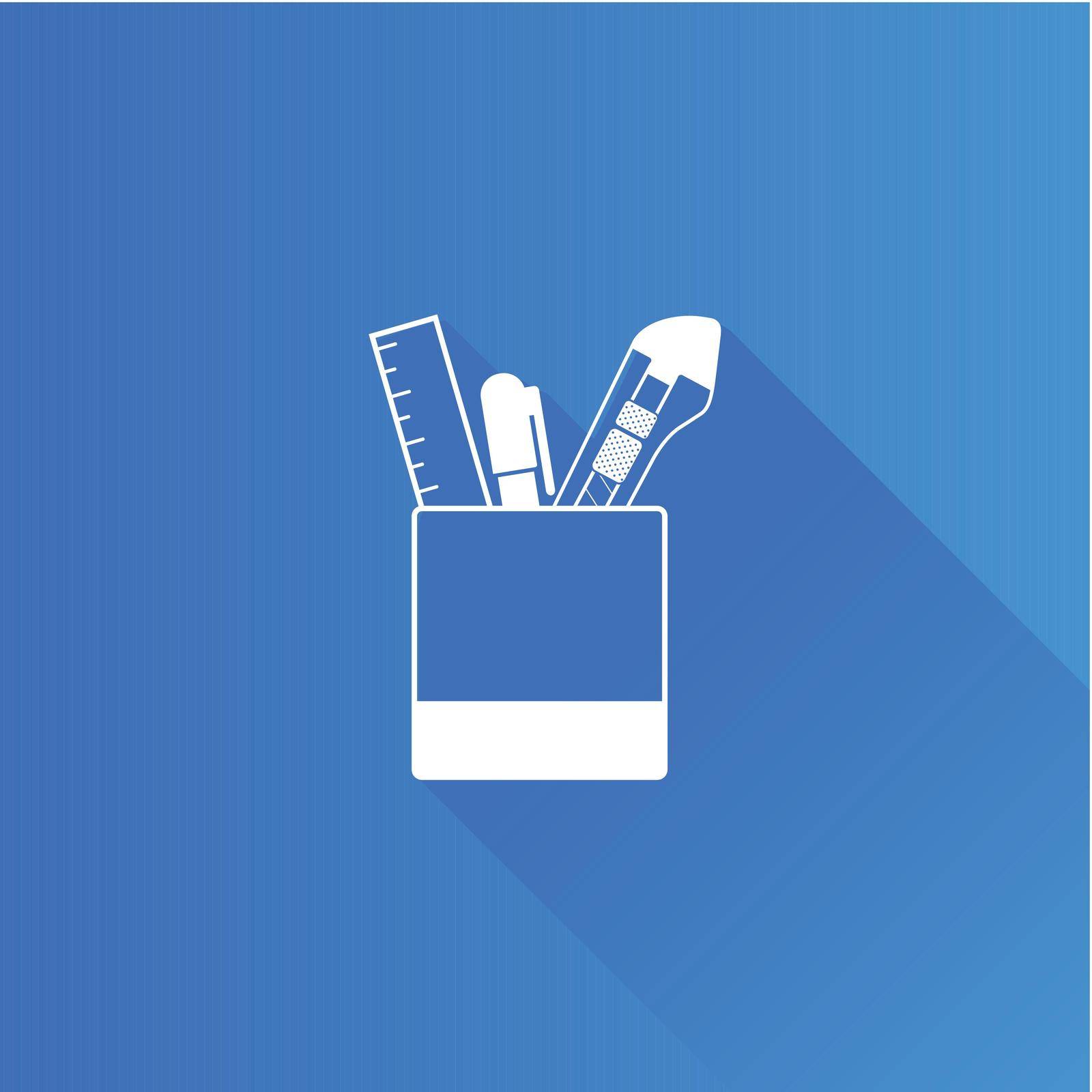 Pen pot icon in Metro user interface color style. Office supply writing