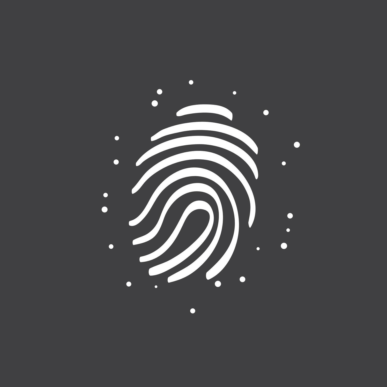 Fingerprint icon in doodle sketch lines. Science security crime anatomy identity