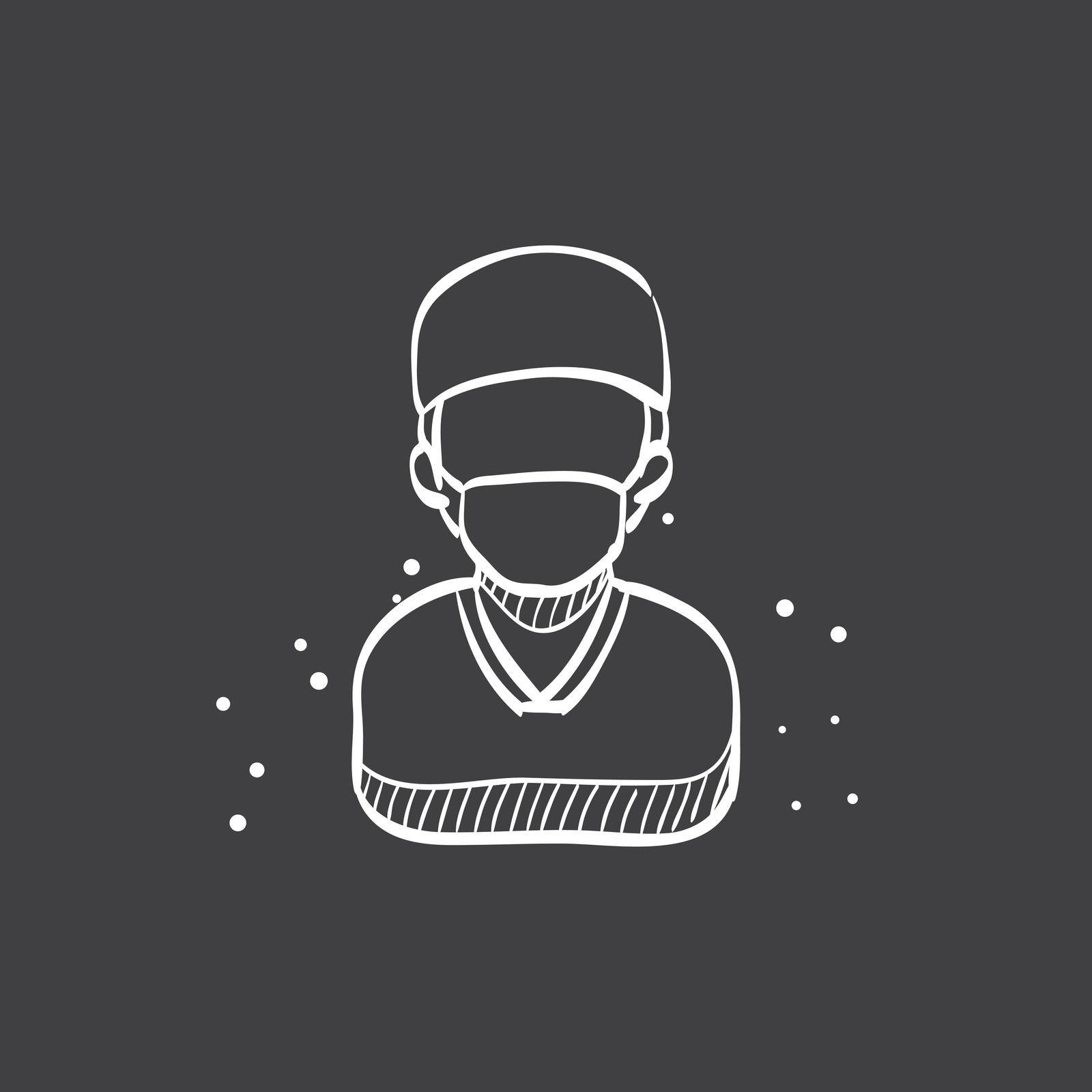 Surgeon icon in doodle sketch lines. Medical surgery doctor plastic operation