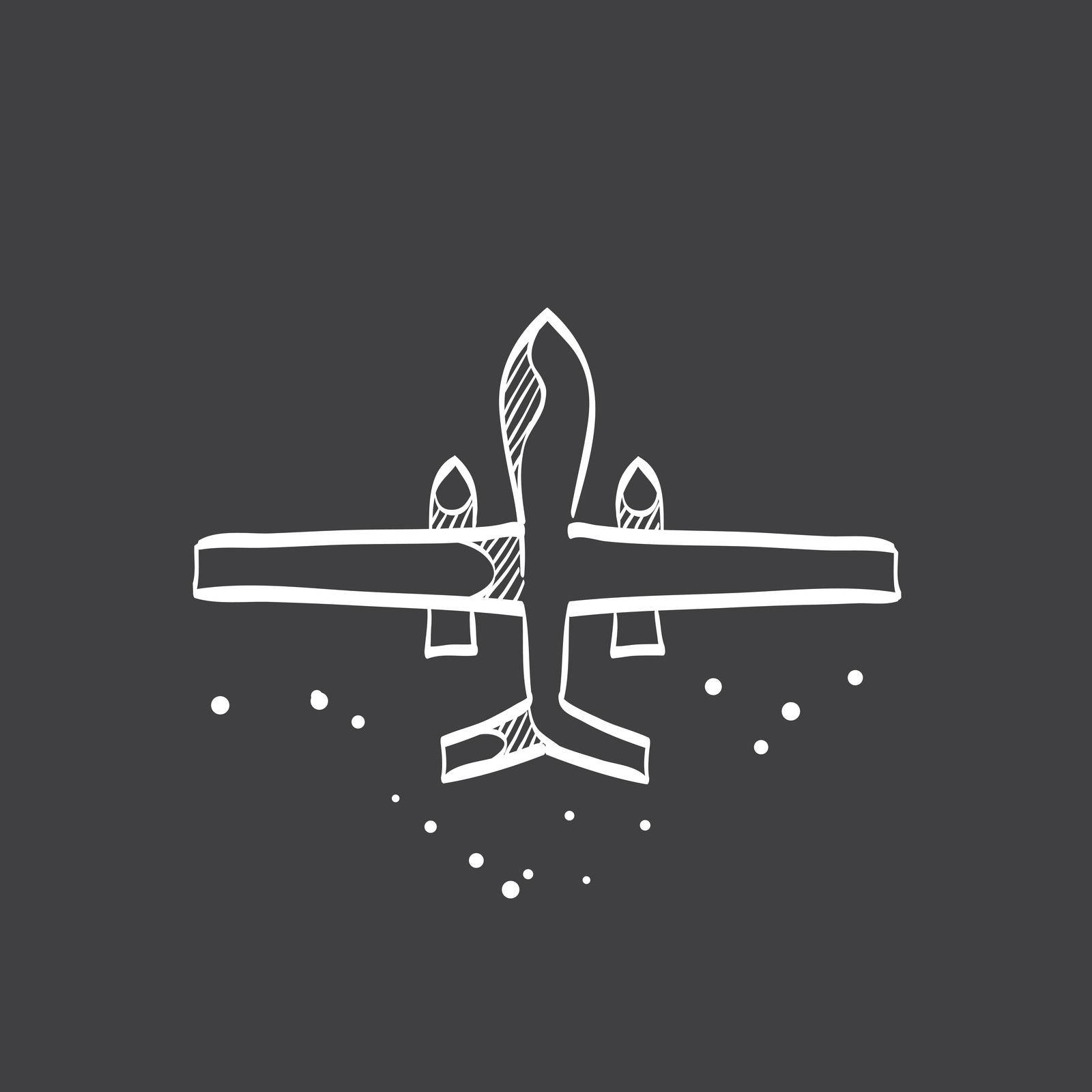 Sketch icon in black - Unmanned aerial vehicle by puruan