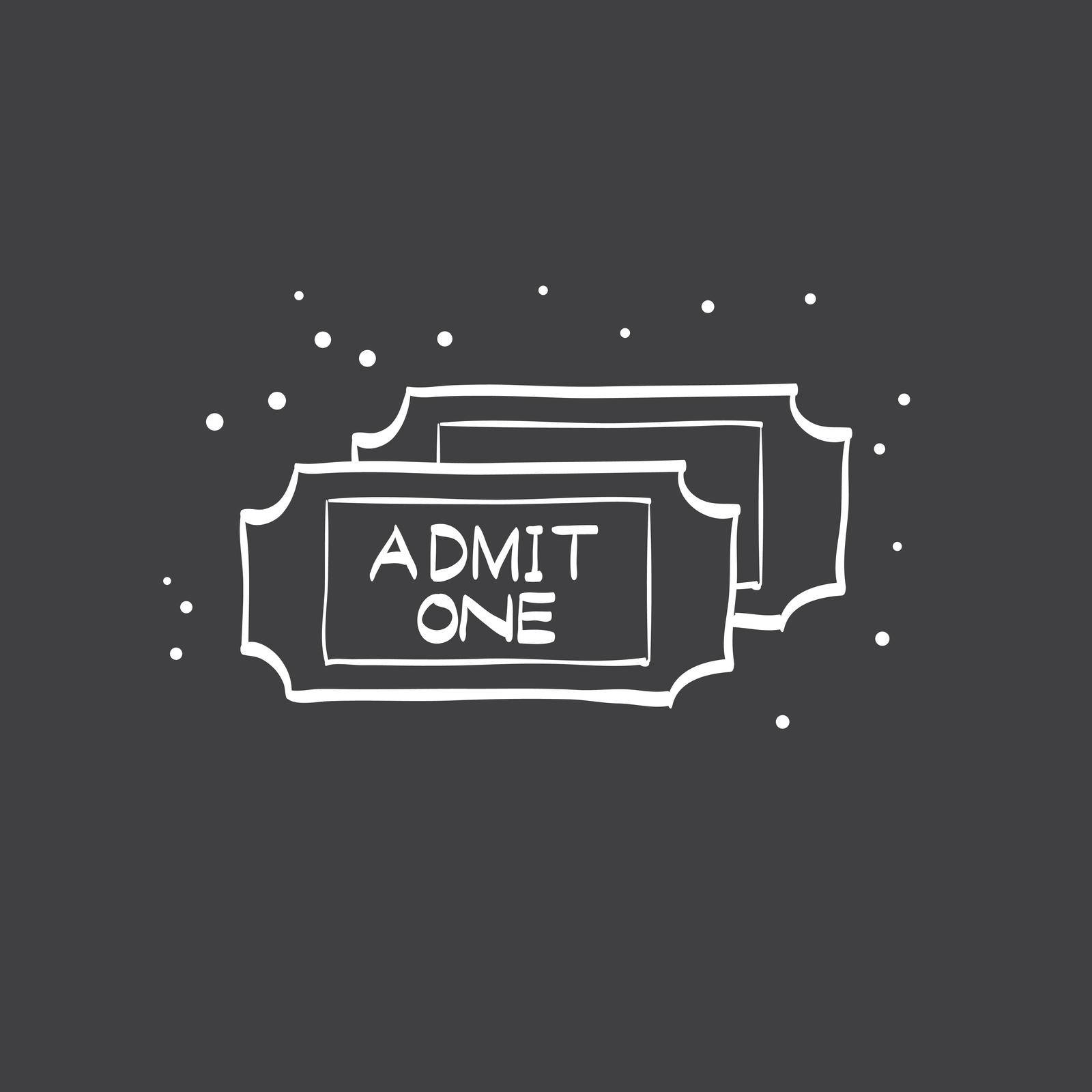 Ticket icon in doodle sketch lines. Cinema, concert, shows 