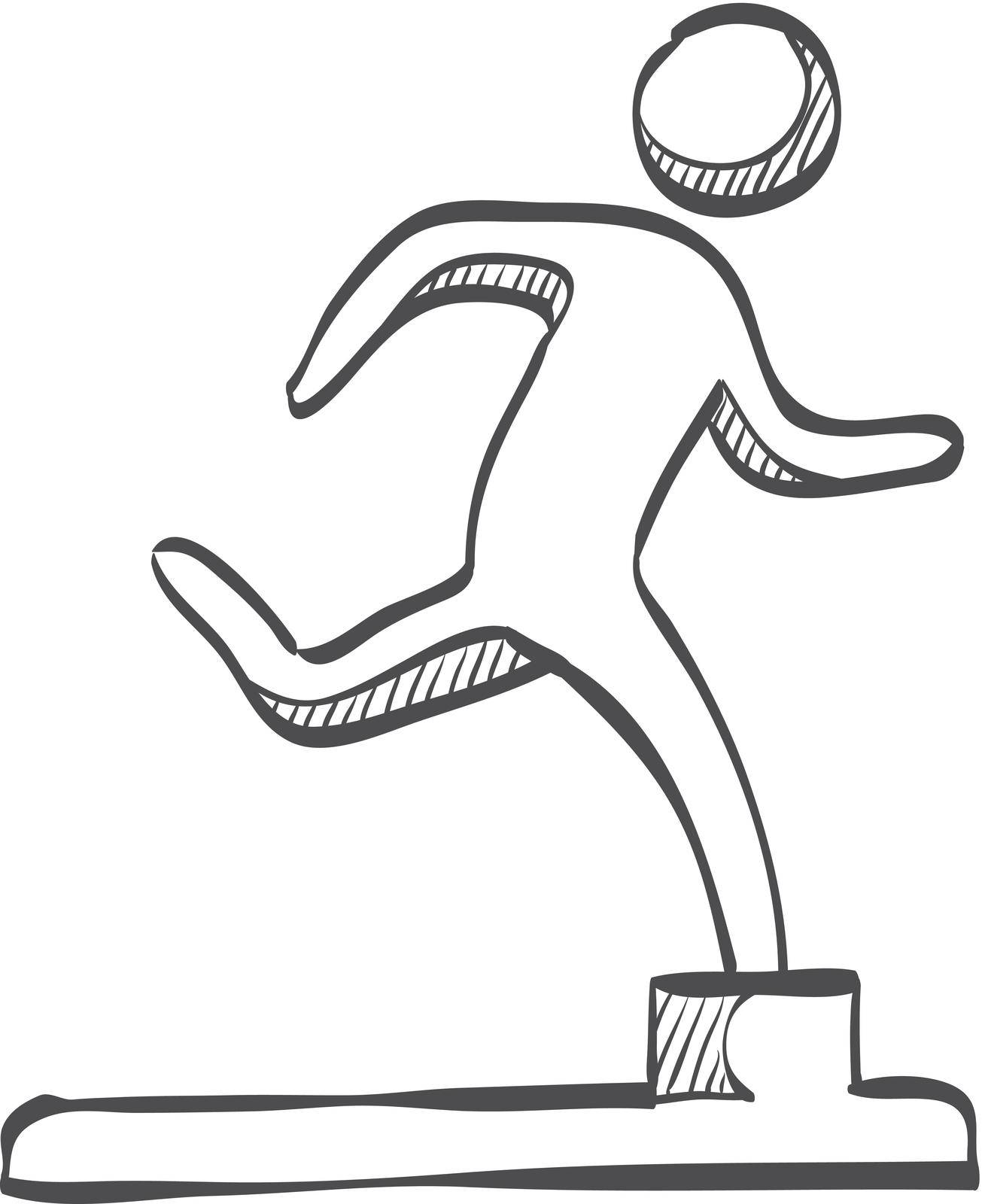 Athletic trophy icon in doodle sketch lines. Running triathlon decathlon competition sport