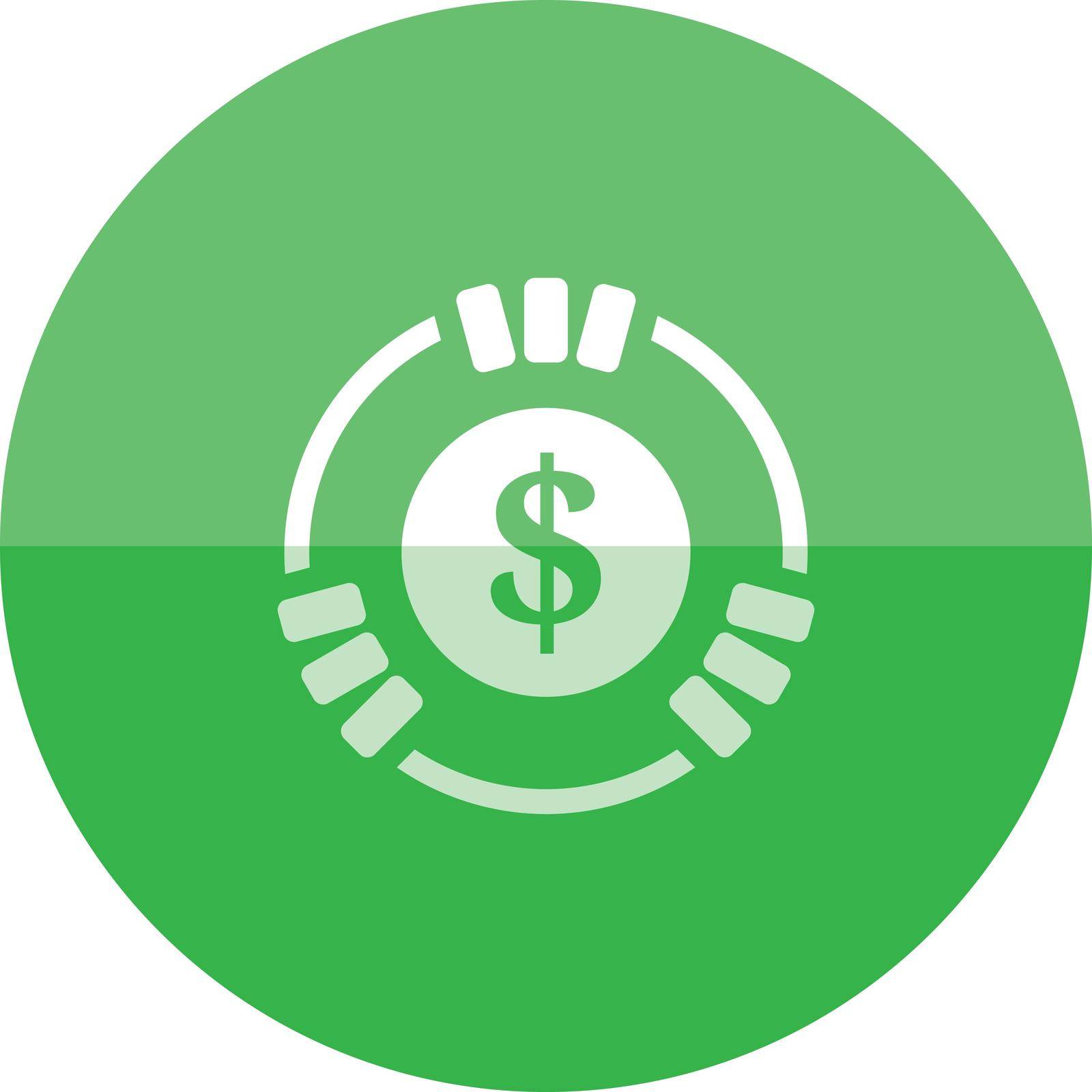 Gambling coin icon in flat color circle style. Leisure activity bet chance roulette jackpot